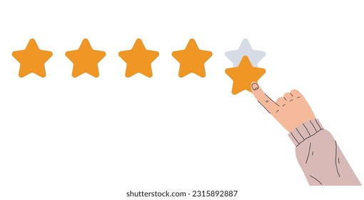 Five star rate survey review evaluation customer feedback concept. Vector design graphic illustration