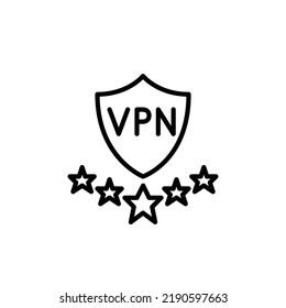 Five star rated VPN. Pixel perfect, editable stroke line icon