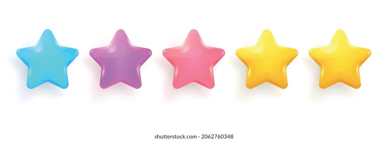 Five star rating, 5 stars for product rating, feedback rating, mobile apps and websites.