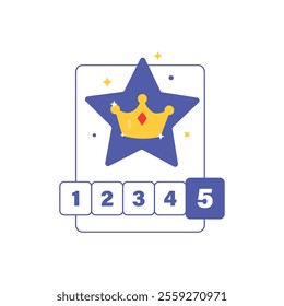 Five Star Rating Card Vector Illustration. Customer Review Concept Design