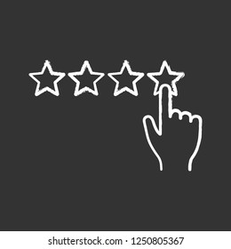 Five star rating chalk icon. Customer excellent review and feedback. High ranking. Client satisfaction. Isolated vector chalkboard illustration