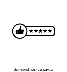 Five star rating chalk icon. Customer excellent review and feedback. High ranking. Client satisfaction. Isolated vector chalkboard illustration