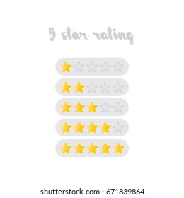 Five star rating design illustration isolated on white background. Vector