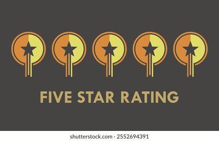 Five star rating design logo template illustration