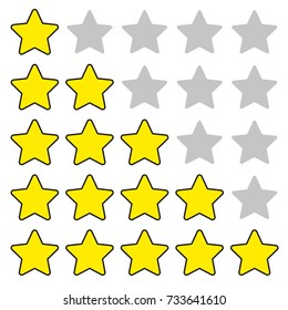 Five star rating. Different ranks