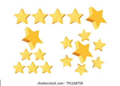 Five Star Rating. Filling The Volume Of Rating Star Animation. Vector Illustration Isolated On White Background