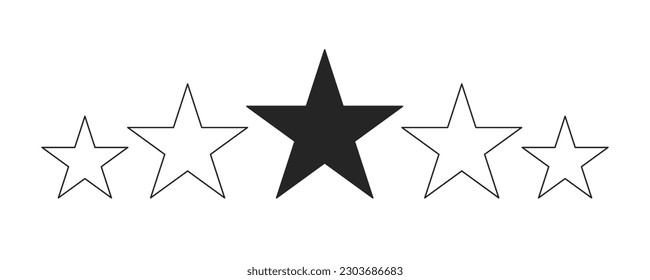 Five star rating flat monochrome isolated vector icon. Bewertung sterne. Review stars 5. Editable black and white line art drawing. Simple outline spot illustration for web graphic design