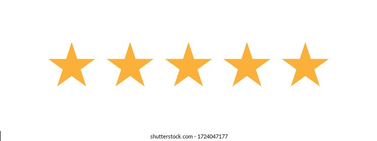 Five star rating. Golden stars. Customer product rating. Template design for web or mobile app.