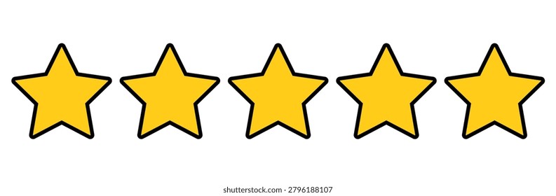 Five Star Rating Icon Collection Featuring Customer Review Quality Evaluation Satisfaction Score Feedback Assessment and Premium Service Recognition Concepts
