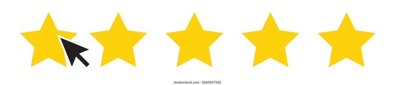 Ícone de classificação de cinco estrelas com o cursor
