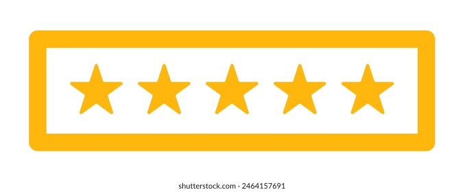 Five star rating icon design vector. Quality feedback satisfaction concept. Achievement award survey reputation review satisfaction score symbol.