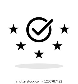 Five star rating icon in flat style. Review symbol for your web site design, logo, app, UI Vector EPS 10.