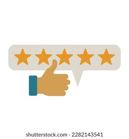 five star rating icon flat vector illustration thumbs up clipart