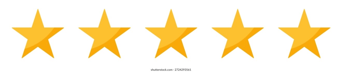 Icono de calificación de cinco estrellas en estilo de Vector plano