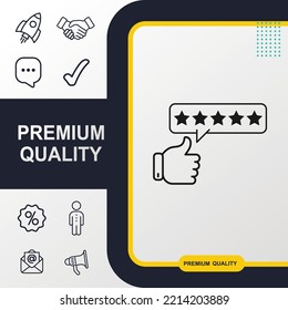 five star rating icon graphic element. Modern design.