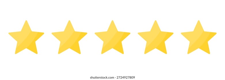 Five star rating icon isolated on a white background, clean minimalist style suitable for reviews, feedback, quality ranking, and customer satisfaction design.