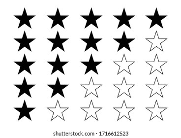 Five star rating icon on white background