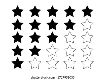 Five star rating icon on white background