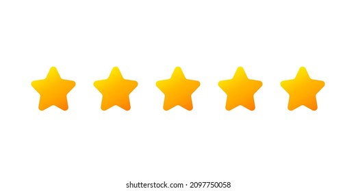 Fünf Sterne Symbol einzeln auf weißem Hintergrund. Feedback, Review und bewerten uns Stars Einfache Vektorgrafik in flachem Design. EPS10.