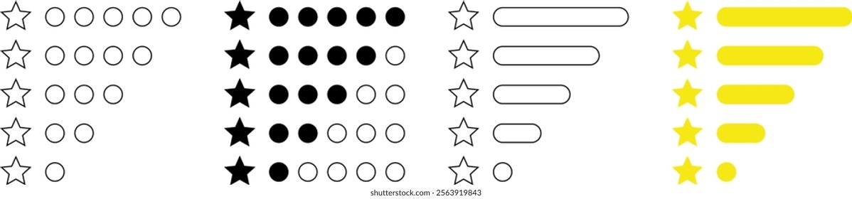 five star rating icon set