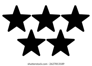 Five star rating icon silhouette isolated white background Vector illustration