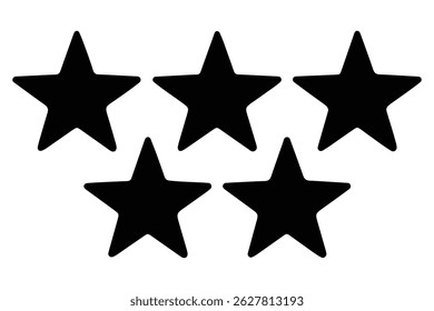 Five star rating icon silhouette isolated white background Vector illustration