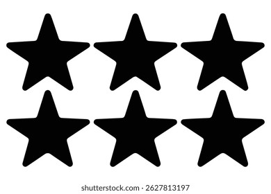 Five star rating icon silhouette isolated white background Vector illustration