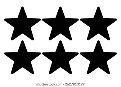 Five star rating icon silhouette isolated white background Vector illustration