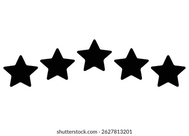 Five star rating icon silhouette isolated white background Vector illustration
