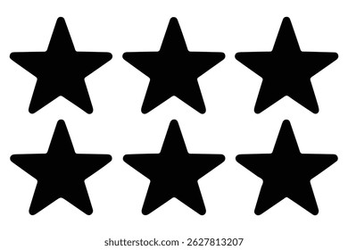 Five star rating icon silhouette isolated white background Vector illustration