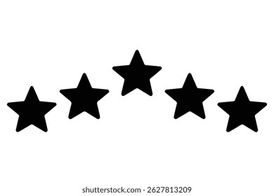 Five star rating icon silhouette isolated white background Vector illustration