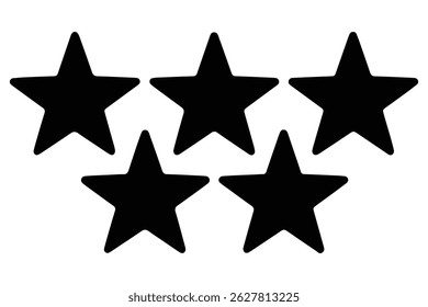 Five star rating icon silhouette isolated white background Vector illustration