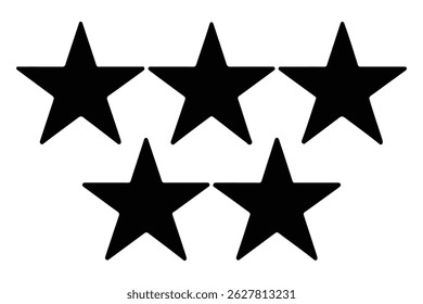 Five star rating icon silhouette isolated white background Vector illustration