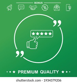 Five star rating icon. Vector illustration. With quote symbol