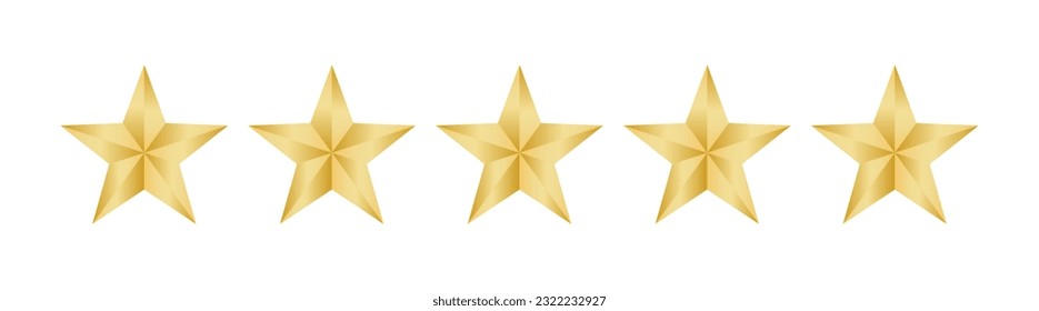 Five star rating icon. Vector image isolated on white background.