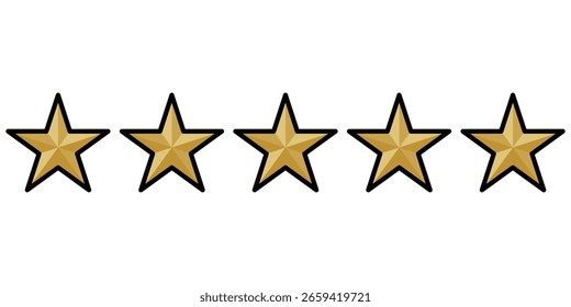 Vetor de ícone de classificação de cinco estrelas