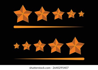 Five Star Rating Icons on Black Background.