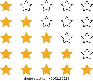 Five star rating icons for reviews and feedback