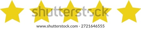 Five Star Rating Icons Set in Solid Yellow Color Style
