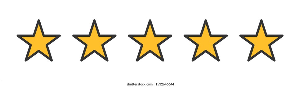 Five star rating. Isolated badges for website or app - stock infographics. Vector illustration.