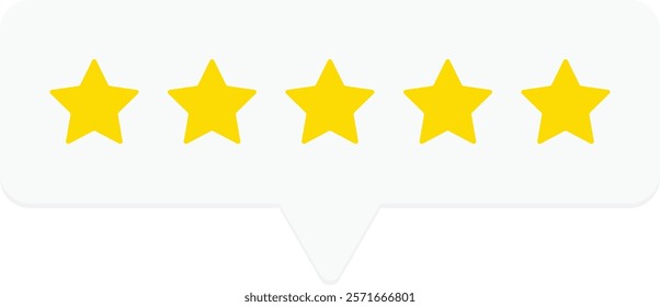 Five star rating isolated on white background. Review and rate us concept