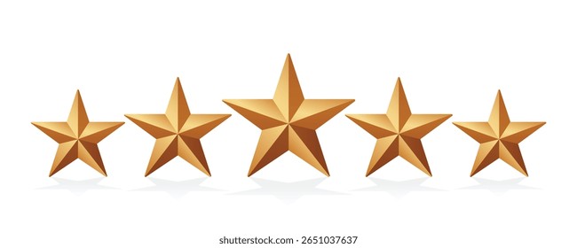Five Star Rating Isolated on White Background Vector Illustration
