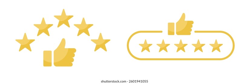 Five Star Rating Like Feedback Vector Illustration	