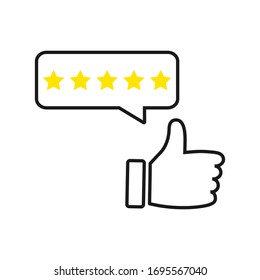 Five star rating linear icon. Thin line illustration. Contour symbol. Vector isolated outline drawing. Editable stroke