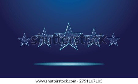 Five Star Rating Low Poly Digital Technology Review Concept Background