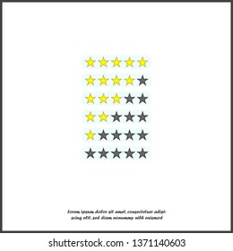 Five star rating on white isolated background. Layers grouped for easy editing illustration. For your design.