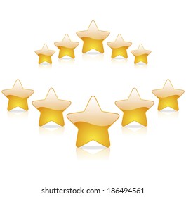 five star rating on a white background