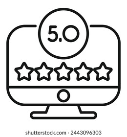 Five star rating online icon outline vector. Button star patron. Scale meter gauge