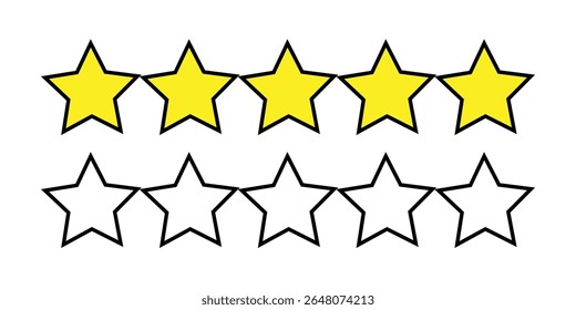 Five star rating perfect for reviews feedback and quality assessment