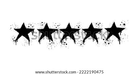 Five star rating positive feedback. Spray painted graffiti five star in black over white. star rating symbol. isolated on white background. vector illustration